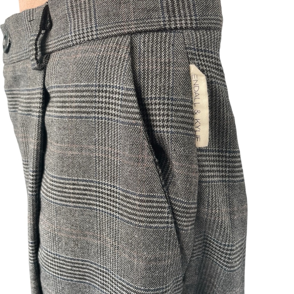 💙 Kendall & Kylie Gray/Blue Plaid Wide-Leg Trousers - Size Large - Picture 4 of 13